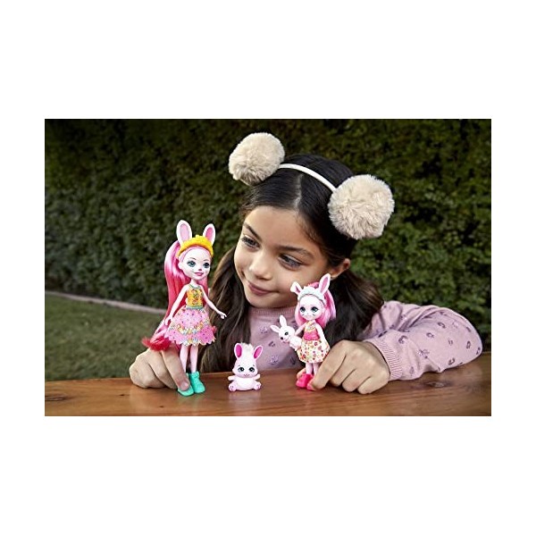 Enchantimals Coffret Sœurs avec mini-poupées Bree et Bedelia Lapin, 2 mini-figurines animales et accessoires, jouet pour enfa