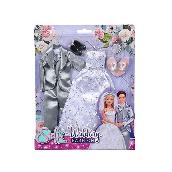 Simba Steffi Love 105723495 – Robe de mariée Romantique et Costume de Mariage, avec Chaussures et diadème, pour Mannequin de 