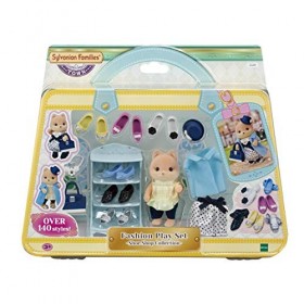 Sylvanian Families - La valisette de mode et grande soeur chien caramel - 5541 - Figurines Prêt-à-jouer - Mini Poupées