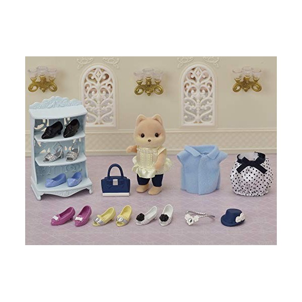 Sylvanian Families - La valisette de mode et grande soeur chien caramel - 5541 - Figurines Prêt-à-jouer - Mini Poupées