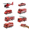 LAPONO 7 Pcs VéHicule De Pompiers Set Mini Sauvetage Camion Camion De Pompier Jouet Voiture Voiture De Pompier pour Enfant Vo