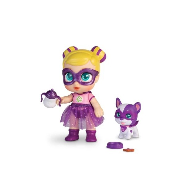 Mini poupée Super Mignonne à Paillettes avec Chiot – Sofi & Wanda, poupée articulée de 12 cm avec Chiot, Tenues et Accessoire