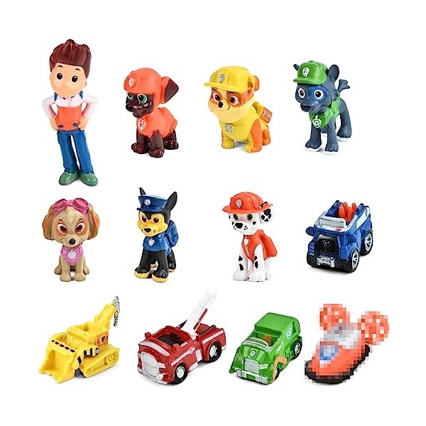 Paw Patrol Mini Figurine Gâteau Toppers pour Enfants, Cake Topper Pat Patrouille, Jouet Figurine Décorations Gateaux, Déco Gâ