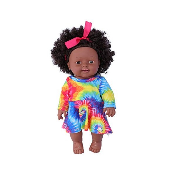 Zerodis 30 cm Reborn bébé poupée avec Cheveux bouclés Fille Noire Africaine poupée réaliste bébés Jouet pour Enfants Enfants 