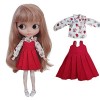 XiDonDon BJD poupée vêtements Mignon Robe dété Chemise pour Blyth, Ob24, Licca, Azone BJD poupée Accessoires vêtements Red 