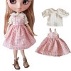 XiDonDon BJD poupée vêtements Mignon Robe dété Chemise pour Blyth, Ob24, Licca, Azone BJD poupée Accessoires vêtements Red 
