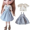 XiDonDon BJD poupée vêtements Mignon Robe dété Chemise pour Blyth, Ob24, Licca, Azone BJD poupée Accessoires vêtements Red 