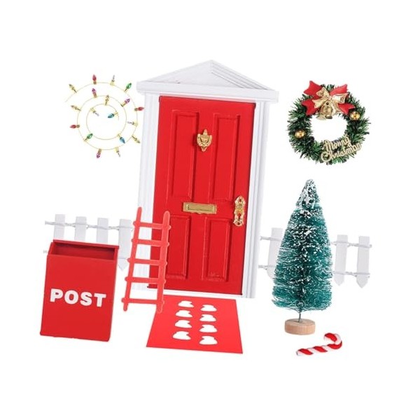 Totority 1 Ensemble De Décoration De Noël Kit De Petite Maison De Noël Mini Porte Elfe Portes Féeriques Et Accessoires Maison