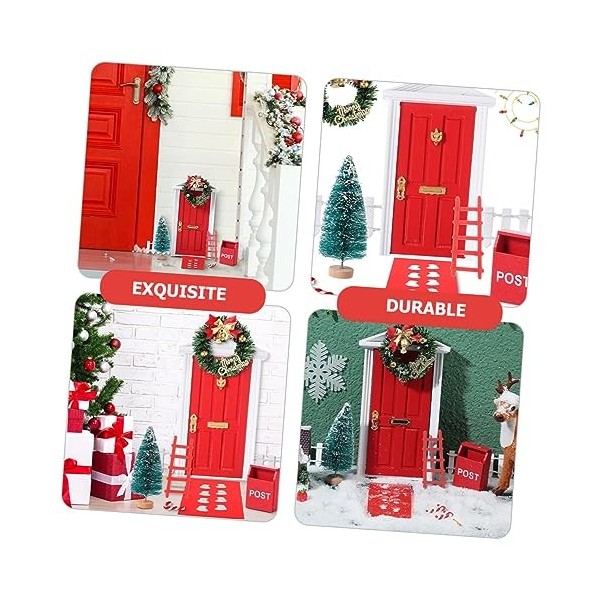 Totority 1 Ensemble De Décoration De Noël Kit De Petite Maison De Noël Mini Porte Elfe Portes Féeriques Et Accessoires Maison