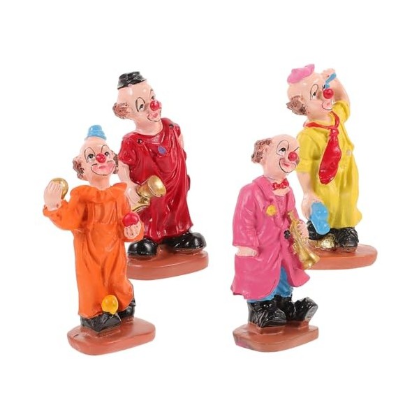 Toyvian 4 Pièces Modèle DOrnement De Clown Modèle De Clown De Cirque Poupée De Clown De Table Figurines De Clown Tambour Clo