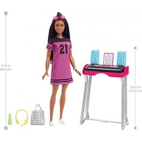 Barbie Big City Big Dreams coffret Studio d’Enregistrement New-Yorkais avec poupée Brooklyn, synthétiseur et accessoires, jou