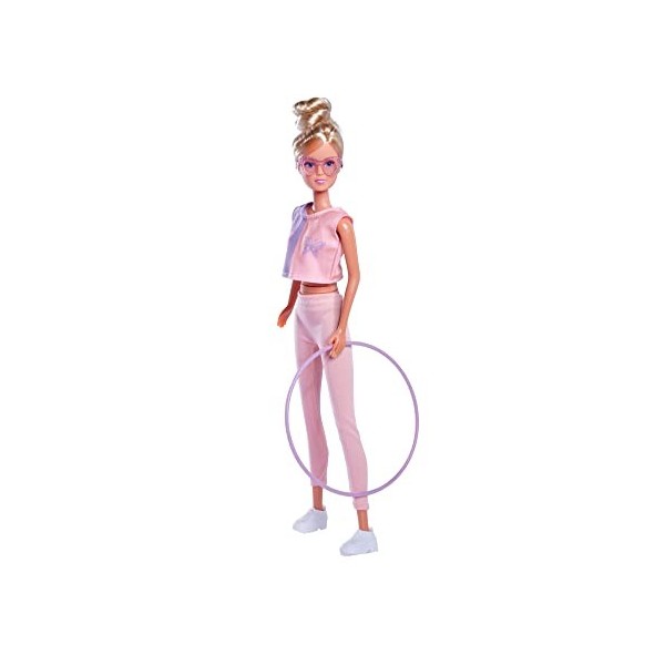 Simba 105733619 – Steffi Love Hula Hoop, poupée de Jeu Porte Une Tenue Sportive avec Hula Hoop et Fonction mécanique, 29 cm, 