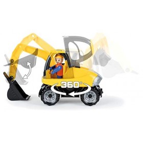 LENA- Truckies Bagger, Chantier Stable denv. 25 cm, Petit Jeu Pelleteuse partir de 2 Ans, véhicule dexcavation Robuste pour