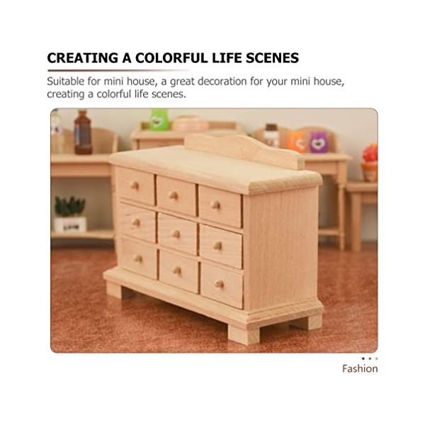 diyfixlcd Maison de poupée en bois brut imitation petit tiroir de rangement modèle photo accessoire peinture maison de poupée
