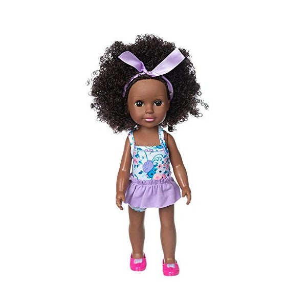 Uteruik Black Girl Doll 35,6 cm Poupée africaine Américaine avec maillot de bain pour filles Cadeau danniversaire C 