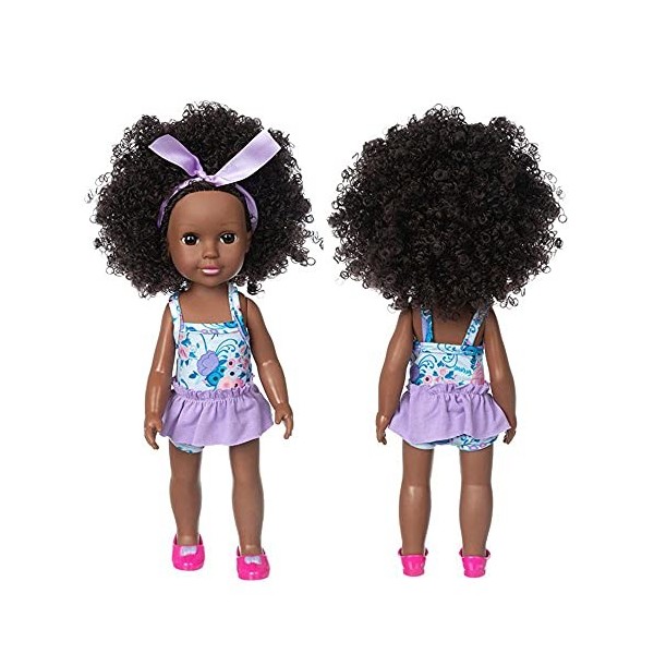 Uteruik Black Girl Doll 35,6 cm Poupée africaine Américaine avec maillot de bain pour filles Cadeau danniversaire C 