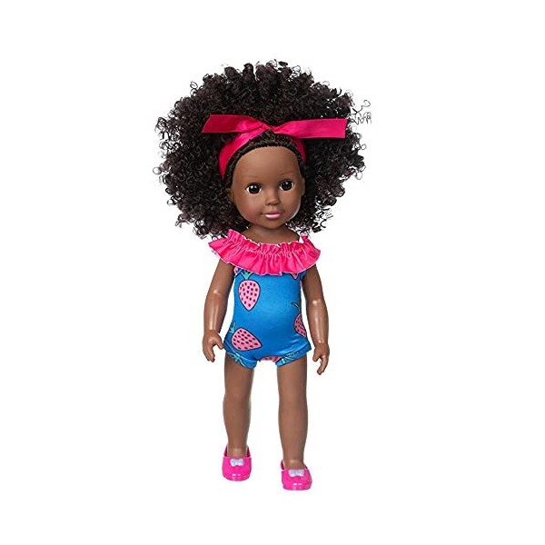 Uteruik Black Girl Doll 35,6 cm Poupée africaine Américaine avec maillot de bain pour filles Cadeau danniversaire A 