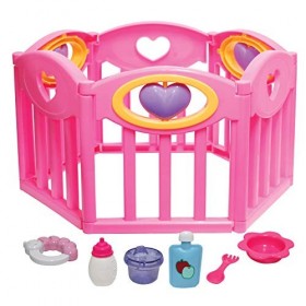 JC TOYS - Parc de Jeux for Keeps! pour poupées de 36-43 cm, Comprend 6 Accessoires, détails Coeurs, idéal pour Jouer, Rose, c