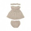 Miniland - Ensemble de vêtements en Tricot recyclé pour poupée de 32 cm Miniland Dolls - Robe et Bande, Beige, 31653