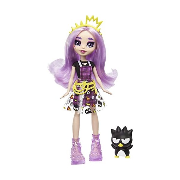 Sanrio Hello Kitty figurine Badtz-Maru et poupée Jazzlyn avec longs cheveux violets et tenue tendance, jouet pour enfant dès 