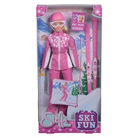 Smoby - Steffi Love Ski - Poupée Mannequin 29 cm - Paire de Skis + Casque et Lunettes - 105733462 Rose