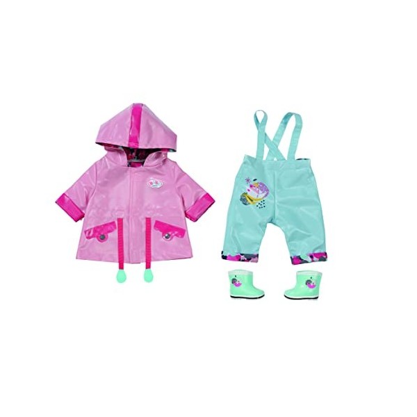 BABY born 832578 Deluxe Rain Set-Fits Dolls up to 43cm Includes Raincoat, Trouses and Wellington Boots-Suitable for Children 
