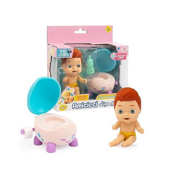 Cicciobello Amis Potty Playset - Un Playset Mignon pour Accompagner Les Amis À Faire Pipi dans Le Pot, Modèle Cicciojames, po