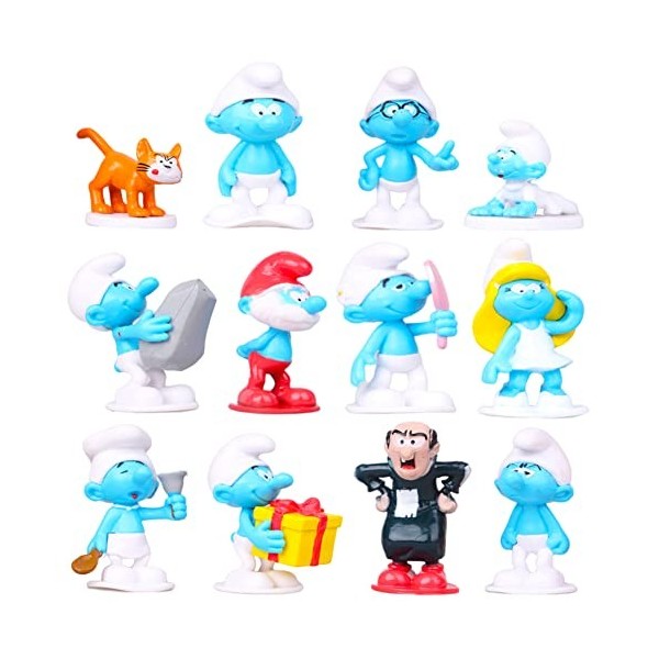 The Smurfs Figurines- 12 Pcs The Smurfs Gâteau Topper, Mini Gâteau Décoration, Gâteau De Douche Fête danniversaire Fête Déco