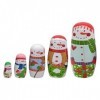 F Fityle 5X Vacances Santa Bonhomme de Neige poupée gigogne empilable Peint à la Main Matryoshka poupées Nidification souhait