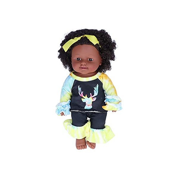 Zerodis Poupées Reborn Baby 30CM,Mignon Réaliste Fille Poupée à la Main Poupées Afro-américaines Nouveau-né Réaliste Vinyle S