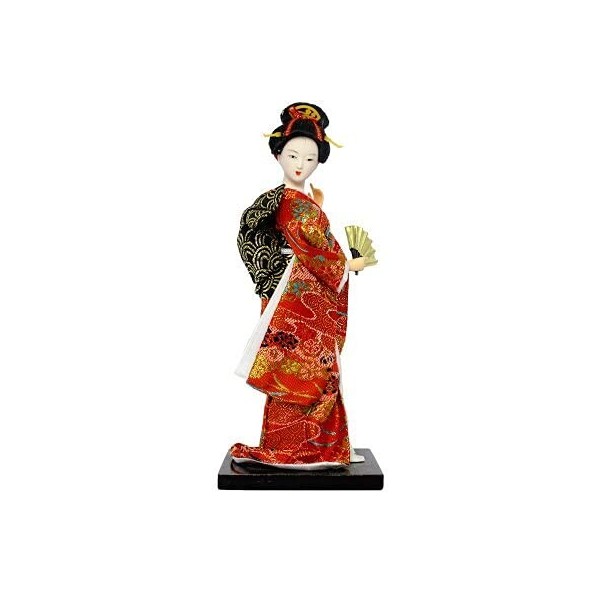 Crysdaralovebi Poupée geisha de style japonais de 25 cm, décoration de bureau, statuette geisha 3D faite à la main pour burea