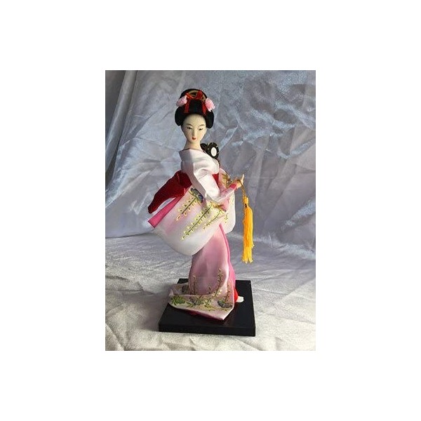 Crysdaralovebi Poupée geisha de style japonais de 25 cm, décoration de bureau, statuette geisha 3D faite à la main pour burea