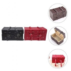 Zerodeko Valise De Maison De Poupée 2 Pièces en Bois Bagage De Valise De Maison De Poupée Miniature Mini De Coffre Vintage po