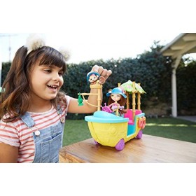 Enchantimals Coffret Bateau dExploratrice à roulettes, Mini-poupée Merit Singe, Figurine Animale Compass et accessoires, jou