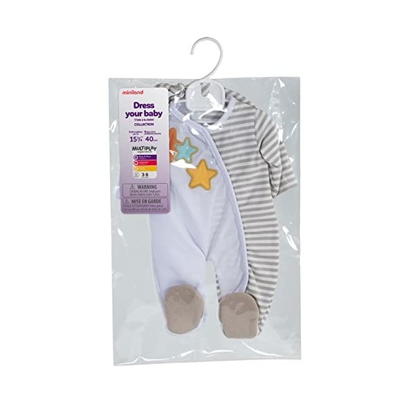 Miniland Pyjamas 31220 Vêtements pour poupées de 40 cm Beige
