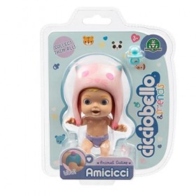 Cicciobello - Amis Animal Cuties Cat Boy, Mini Personnage avec Casquette danimal et Queue sur la Couche, pour Les Filles de 