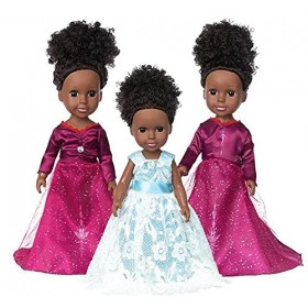 Uteruik Poupée noire de 35,6 cm avec robe - Costume pour filles - Cadeau danniversaire C 