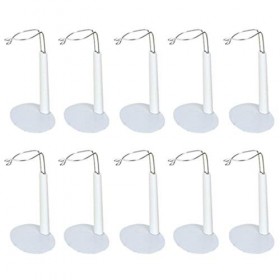 Tenlacum Lot de 10 supports réglables en plastique pour poupée et autres poupées et figurines Blanc 15-21 cm