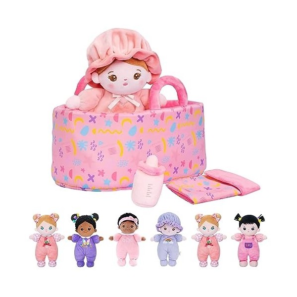 Starpony OUOZZZ Poupee Noir Fille Jouets Cadeau Poupee Bebe pour 1 2 3 4 an Doux et sûr à Jouer 25CM Imprimé Papillon Poupée 