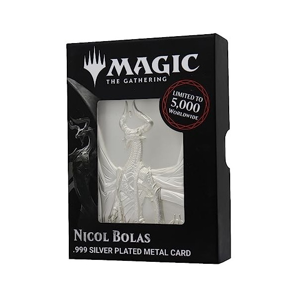 FANATTIK Magic The Gathering- Nicol Bolas - Carte Métal Plaqué Argent Collector