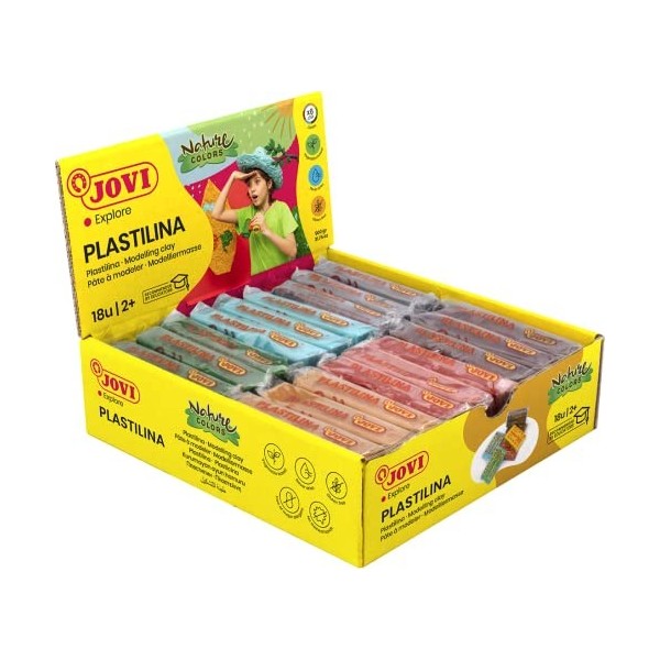 Jovi - PLASTILINA, Pâte à modeler végétale, 10 x 50 grammes, Assortiment multicolore vibrantes et grande plasticité, Sans glu