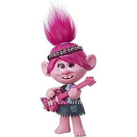 Hasbro DreamWorks Trolls Pop & Rock Poppy Poupée chantante avec 2 Looks et Sons différents, Chante des Trolls Qui veulent Jus
