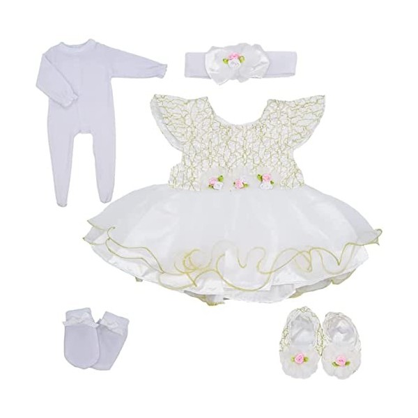 ZIYIUI Vêtements de Poupée pour New Born Baby Poupée Robe Blanche 45-55 CM Nouveau-né Bébé Poupée Fille