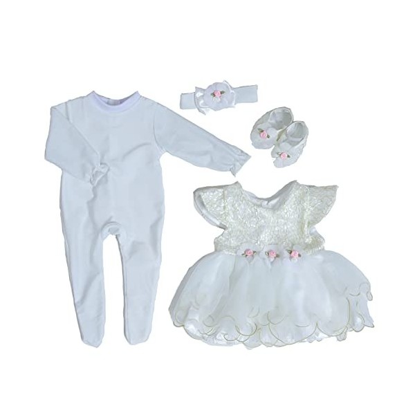 ZIYIUI Vêtements de Poupée pour New Born Baby Poupée Robe Blanche 45-55 CM Nouveau-né Bébé Poupée Fille