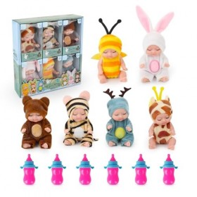 Fiotha Mini Bebe Reborn, Poupee Bebe, Poupée Bébé Reborn, Realiste Poupee 6 Set Vêtements de Poupée, Vêtements Accessoires, a