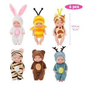 Fiotha Mini Bebe Reborn, Poupee Bebe, Poupée Bébé Reborn, Realiste Poupee 6 Set Vêtements de Poupée, Vêtements Accessoires, a