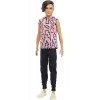 Barbie Fashionistas poupée mannequin Ken 193 brun, avec débardeur rose imprimé éclairs et pantalon noir, jouet pour enfant, 