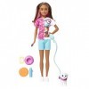 Barbie Coffret Skipper Premiers jobs Dog-Sitter avec poupée mannequin, chiot et 5 accessoires, Jouet Enfant, Dès 3 ans, HKD77