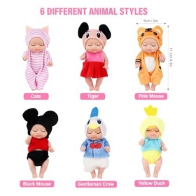 YANGUN Mini Poupées Reborn, Lot de 6 Réaliste Mini poupée émulée, 3.5 Pouces Mini Poupées Réaliste Bebe,Mini Reborn Bebe Réal
