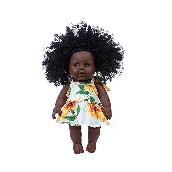 Uteruik Poupée noire de 30,5 cm avec robe - Cadeau danniversaire pour enfants C 